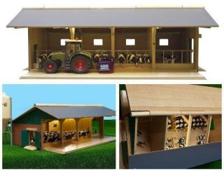 Globe Spielwelt Holz Bauernhof offener Stall mit Schuppen für Siku 1
