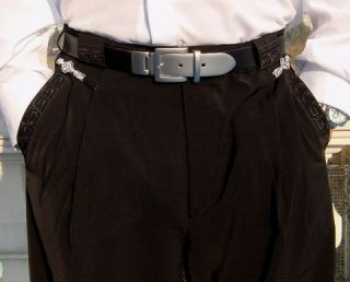 Herren Hose Schwarz Bundfaltenhose Anzug Herrenhose mit Stickerei und