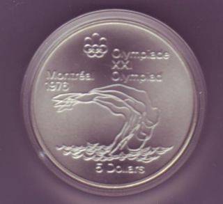 Dollar Silbermünze Olympiade Montreal Kunstspringen