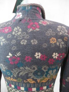 IVKO weste jacke cardigan vest grey grau floral pink wol L 40 UK 14