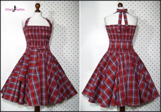 50er 60er Jahre Kleid zum Petticoat 38 rot blau kariert