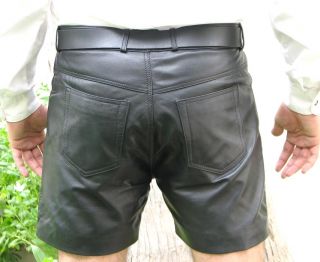 Herren Leder Shorts kurze Lederhose aus Lammnappa schwarz NEU von Gr