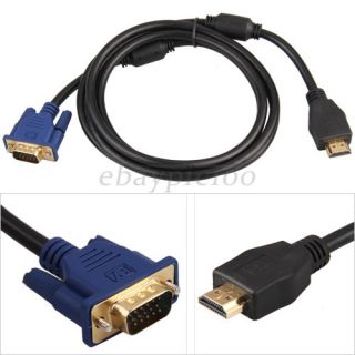 Male Konverter Kabel Adapter von HDMI zu VGA 1.65m NEU