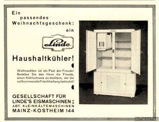Linde Kühlschrank Eismaschine Mainz Kostheim Orig. 1930