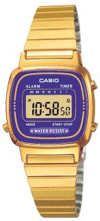 LA670WEGA 6EF Casio Retro Uhr Damenuhr gold digital lila Digitaluhr