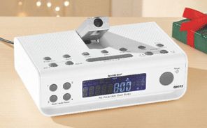 Projektionsuhr mit Radiowecker in weiß