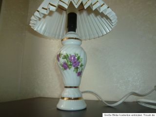 TINA Porzellan Tischlampe mit Blumen Dekor und Goldrand