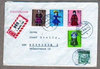Einschreibenbeleg von Berlin nach 698 Wertheim 2, 1969