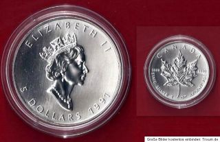 Kanada Maple Leaf Silber 999 1 oz Unze 5 $ Canada Feinsilber silver