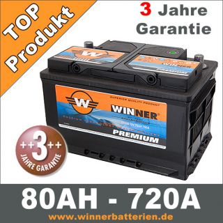 Autobatterie 80Ah 720A für BMW 3 Jahre Garantie Starterbatterie DIN