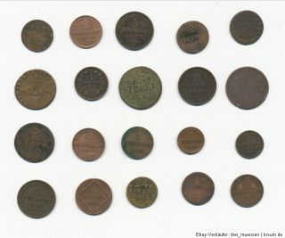 Altdeutschland Lot von 20 Kleinmünzen von ca. 1700 bis ca. 1900