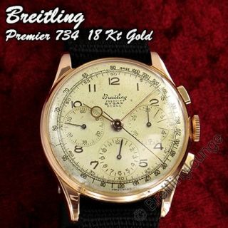 Breitling Gygax Chronograph 734 Rot Gold 18 Kt Premier Tricompax