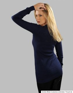 schicker Pullover Longpullover Minikleid mit Kaschmir blau Gr. 38   40