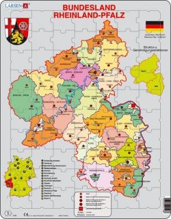 Larsen Puzzle   Bundesland Rheinland Pfalz Landkarte politisch, Karte