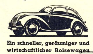 Hanomag 1,3 Liter viel Ähnlichkeit mit VW Käfer KdF Wagen Orig