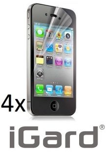 4x Original iGard® Apple iPhone 4/4S Crystal Clear Schutzfolie Folie