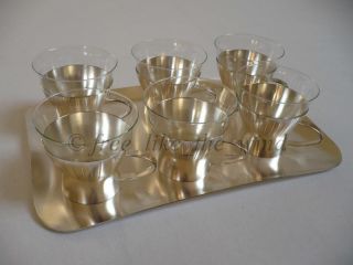 SET OF 6PCE ANTIQUE WMF TEA GLASSES WITH CUP HOLDERS ! ART DECO