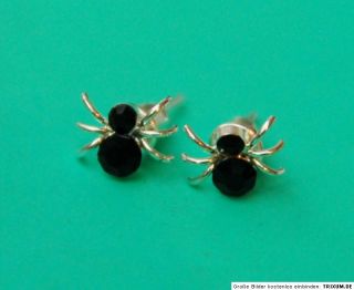Spinne schwarz Kreuzspinne Spider schwarze Witwe Ohrringe 1Paar Strass