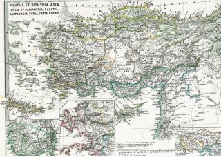 Historische alte Landkarte GALATIA Hellespont Lycia Cappadocia