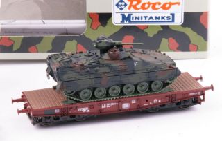 116 H0 Roco 813 Minitanks Tiefladew. mit Panzer OVP