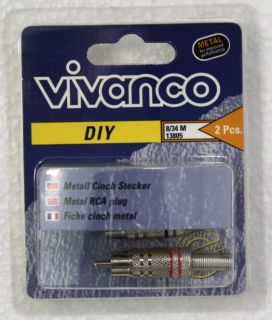 Vivanco 12er Set Cinchstecker Cinch Stecker RCA Metall Kabel RCA