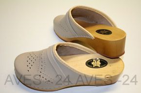 CLOGS Pantolette Sandalette Holz + Leder NEU