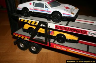 DDR Spielzeug MSB Truck Herkules LKW Autotransportsattelzug mit 3 PKW