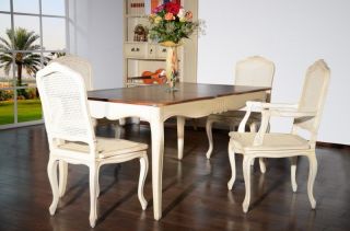 Essgruppe 168cm + 4 Stühle Vintage Birke massiv Holz Ess Tisch