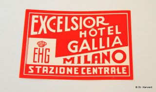 Antiker Kofferaufkleber Excelsior Hotel Gallia Milano