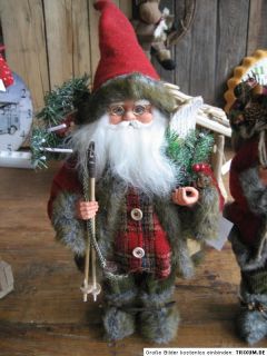 Nikolaus Figur mit Ski Weihnachtsmann Schrank Dekoration 50 cm