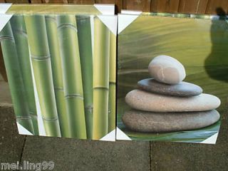 2er Set Bilder Stein Zen   Garten Bambus Feng Shui Bild