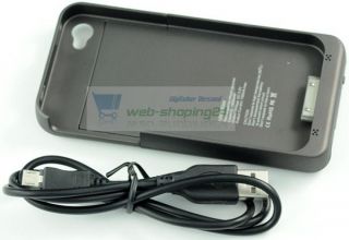 iPhone 4 / 4S Zusatzakku Batterie Cover Schutzhülle mit 1900mAp Power