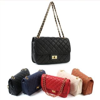 NEW Women Quilted Gold Chains Basic Handbags Shoulder Crossbody Bags