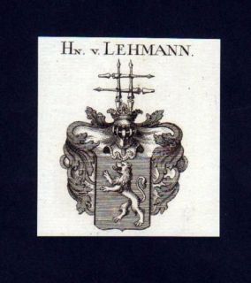 1780   Herren v. Lehmann Heraldik Kupferstich Wappen