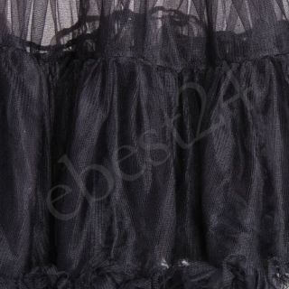 13 Kostüm Damen Schwarz Petticoat Unterrock Halbrock 2 Lagig