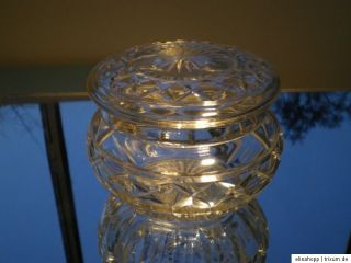 Antike Kristall Bonboniere Schale handgeschliffen Schüsel Deckel Glas
