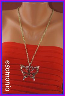 XXL Kette Modeschmuck Halskette goldfarben Schmetterling Bettelkette