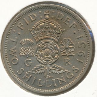 GREAT BRITAIN   1951, Florin (Two Shillings)  KM# 878