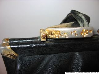Damen Schultertasche Hand Tasche Schwarz Leder Boho Bolso Bag Vintage