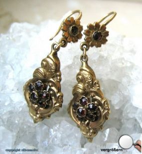 Granatohrhänger Gold Ohrhänger Antik Ohrringe 14Kt 585 Gold