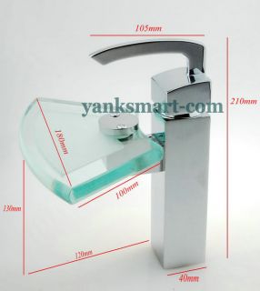 Design Wasserfall Waschbecken Wasserhahn Waschtisch Armatur Bad Glas
