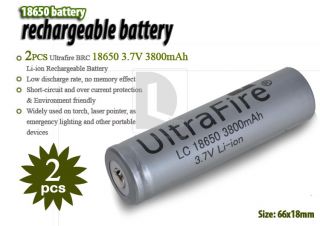 2X Ultrafire 18650 3800mAh 3.7V Rechargeable Li ion Battery