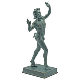 Pompeii Dancing Faun Statue Verdigris Bronze Finish Sculpture