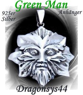 groß Green Man 925Silber Mittelalter ZyklusNatur Kelten