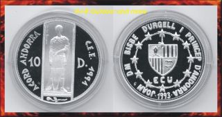 10 Diners ECU Silber Münze Andorra 925er Silber 1991
