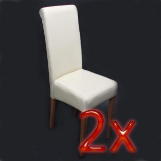 2x Esszimmerstuhl Stuhl Novara II, Leder; schwarz, creme, weiß, rot