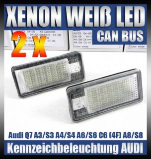 LED Kennzeichenbeleuchtung Audi Q7 A3 S3 Cabriolet A4 S4 A6 S6 B6 B7