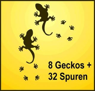 Wandtattoo Afrika Geckos 8 Stück + 32 Spuren im Set