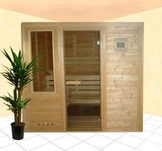 Bio Massiv Holz Sauna Athen Gerade aus Fichte inkl. Bio Ofen