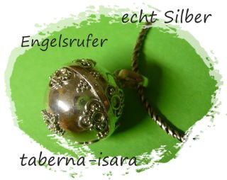 KLANGKUGEL mit Lederband Engelsrufer Engel 14 mm 925er Silber Amulett
